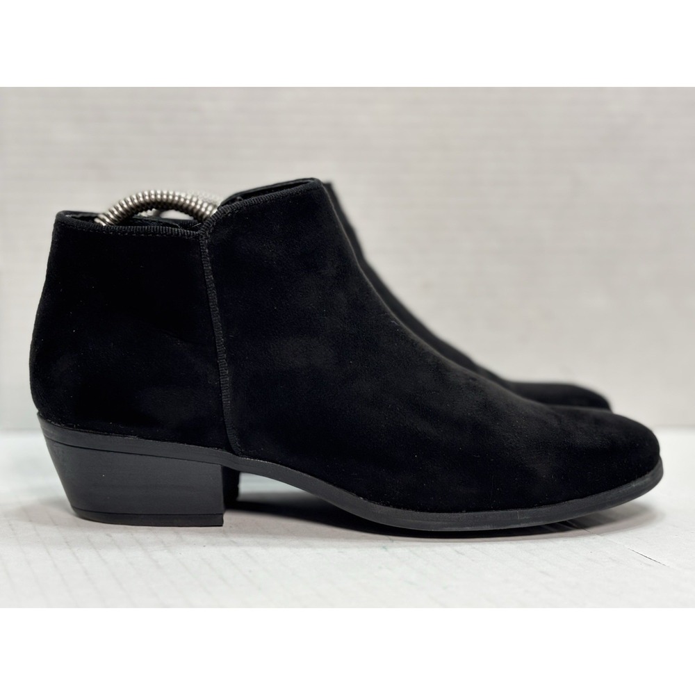 Dunes Easton Ankle Boots Women‎ 8M Black Faux Suede Block Heel Zip